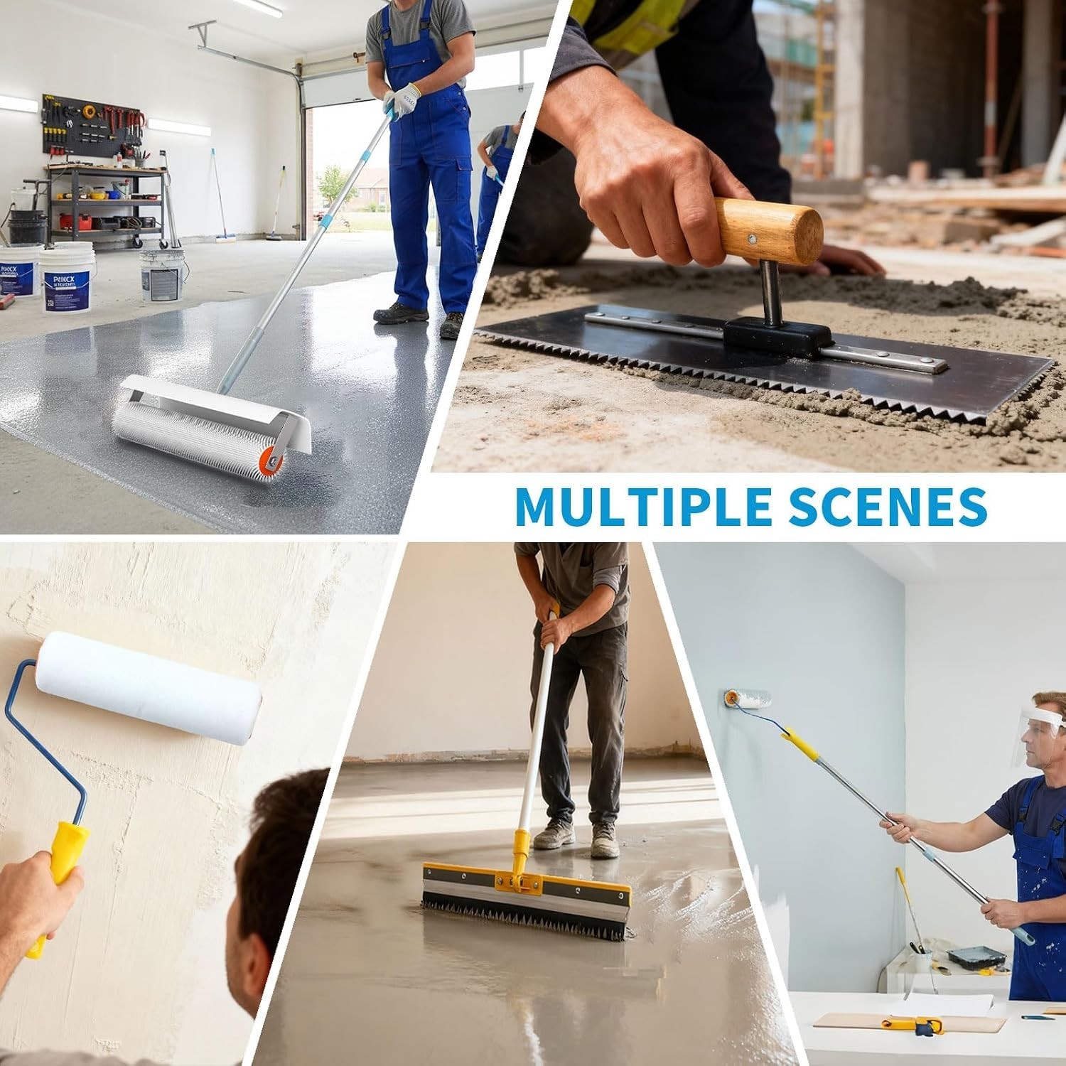 Self Leveling Epoxy Floor Tool Kit Spiked Roller Shoes Trowel Scraper Extension