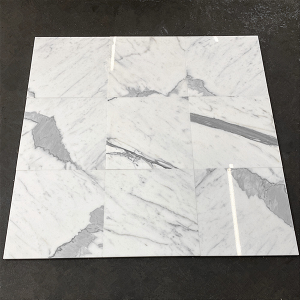 L44P Italian Statuary White Marble 12×12 Wall Floor Bathroom Tile Polished