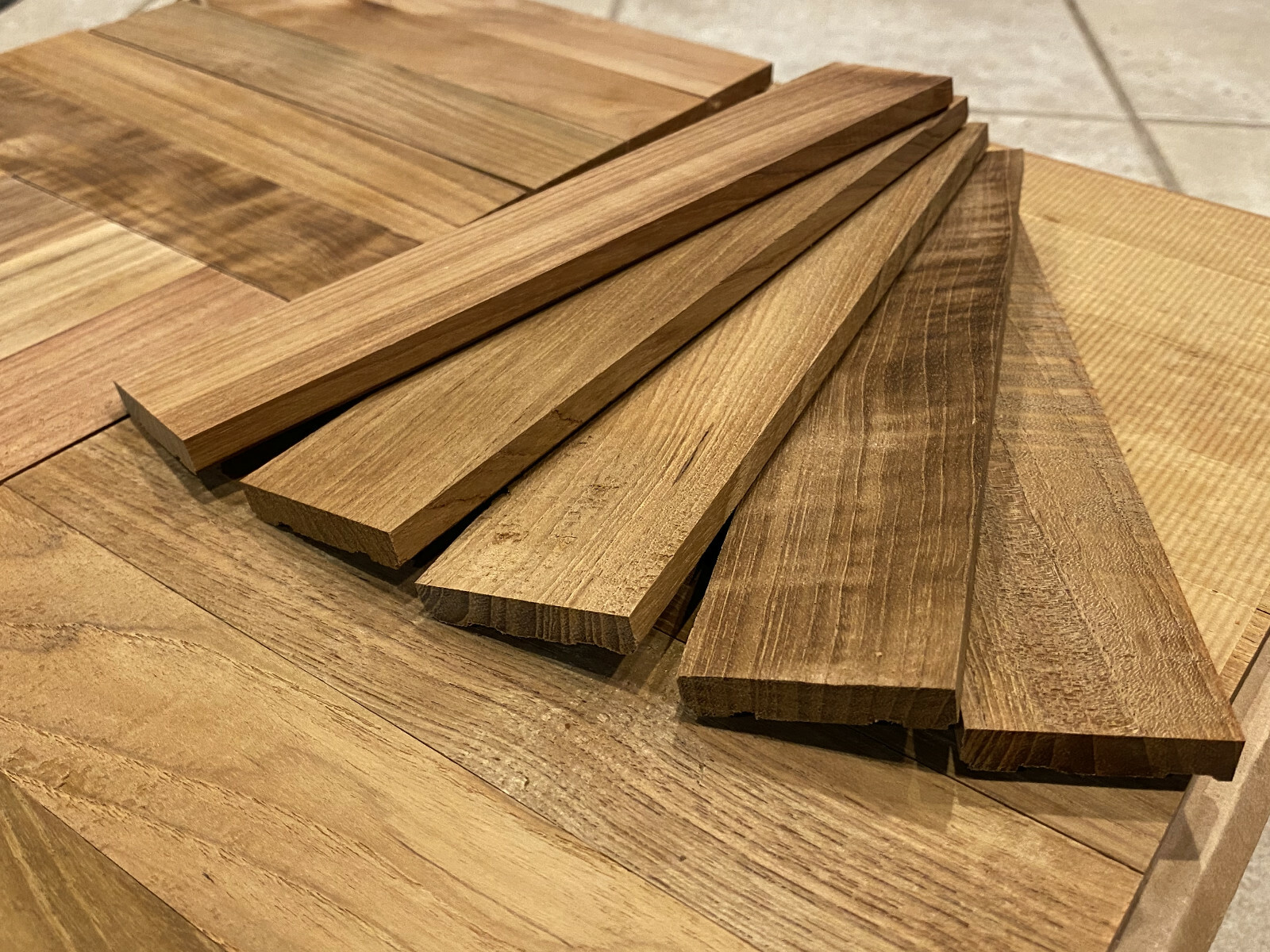Vintage Thai Teak Parquet Flooring 18×18 Unfinished MCM Bangkok Industries NOS