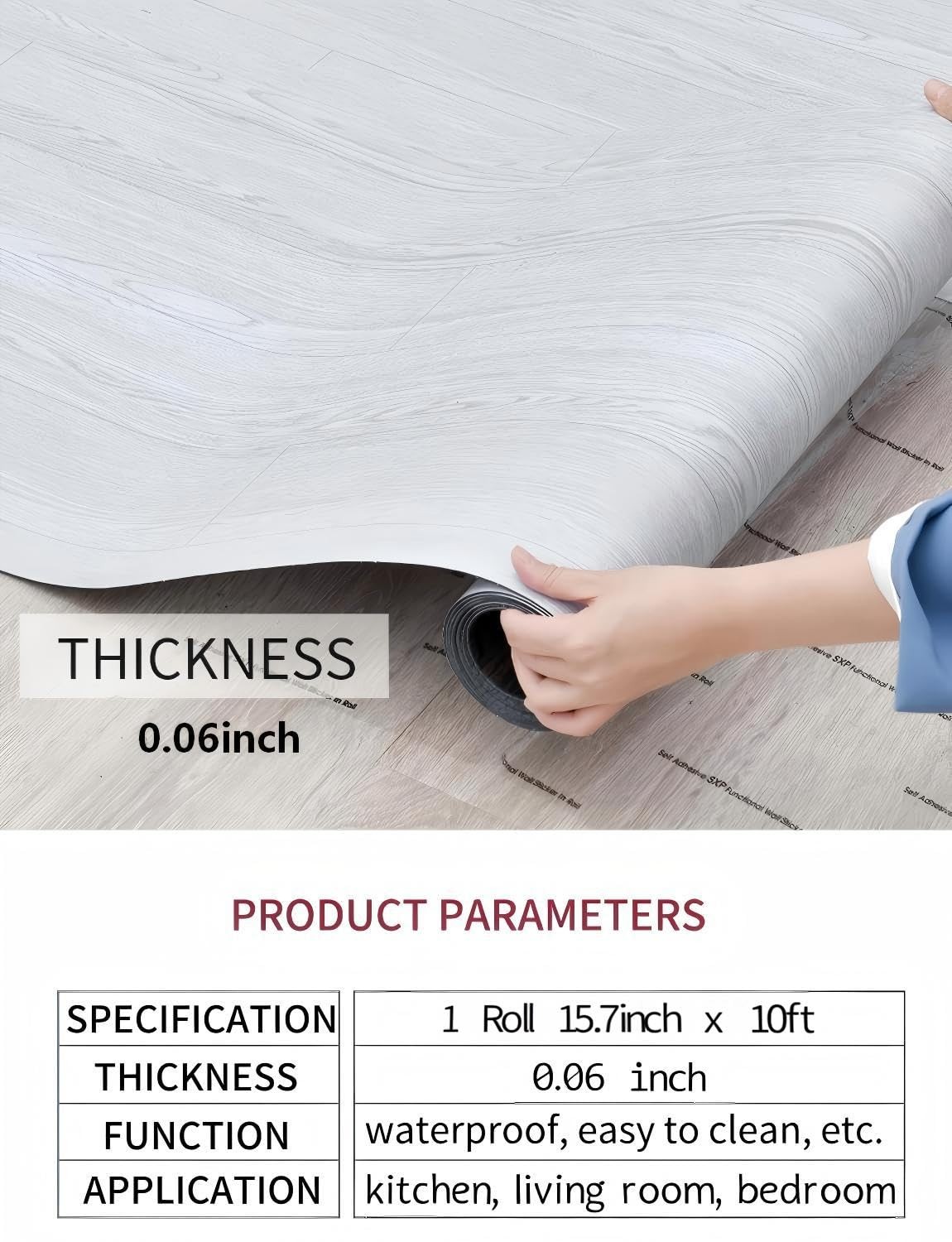 Paleish Grey Wood Peel And Stick Vinyl Flooring Roll 15.7 Inch x 10 FT
