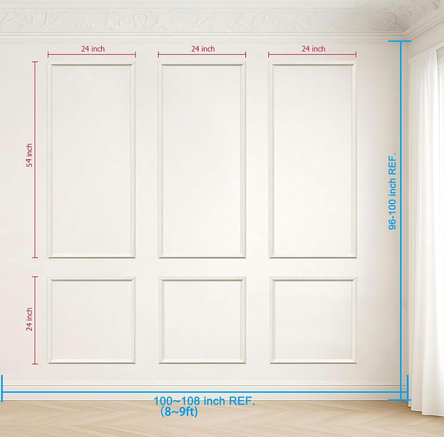 Pre-Cut Peel and Stick Wall Molding Kit Wainscoting Trim- Self Adhesive Premade
