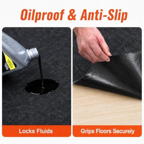 Oil Spill Mat, 2 Pack 39″ x 59″ Garage Floor Protector, Absorbent Oil Pad with