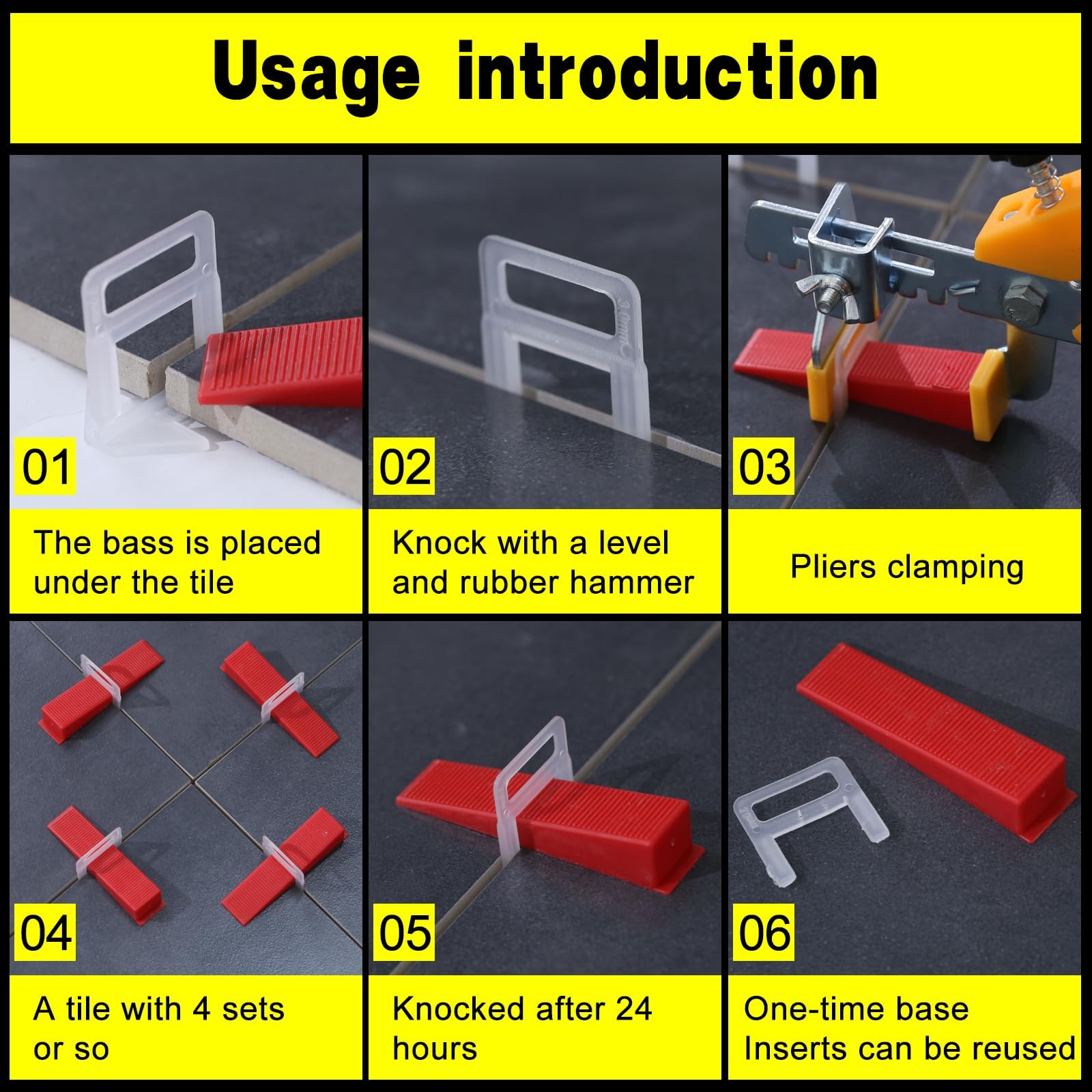 Sodtak Tile Leveling System 1/8 Spacers Tile Leveler Clips Diy Tile Leveler