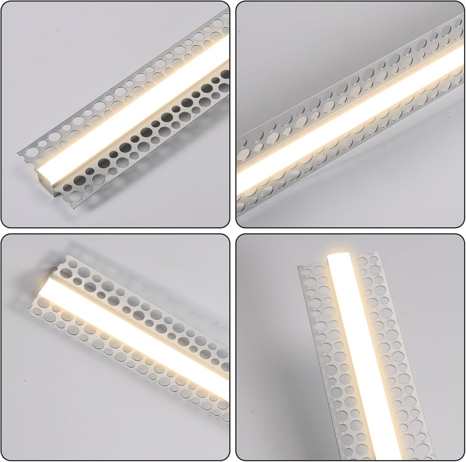 10 Pack Plaster-In Drywall Recessed Led Strip Channel Diffuser 6.6Ft/2Meter Alum