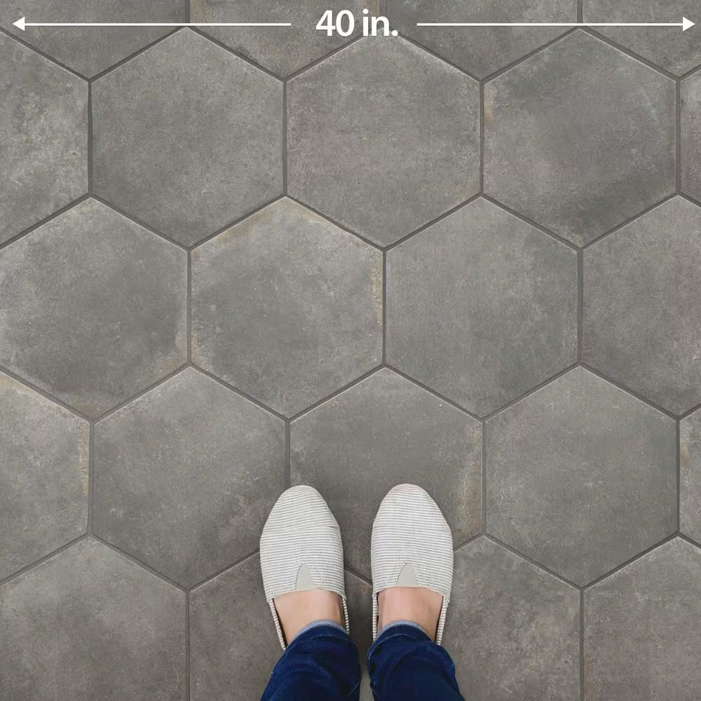 D’Anticatto Hex Notte 11 In. X 12-3/4 In. Porcelain Floor and Wall Tile (11.25 S