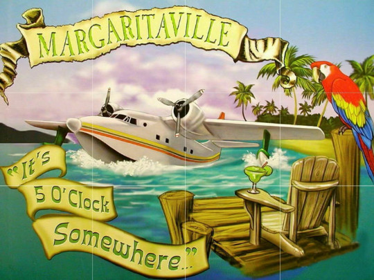 Margaritaville beach it’s 5 o’clock somewhere ceramic tile mural backsplash