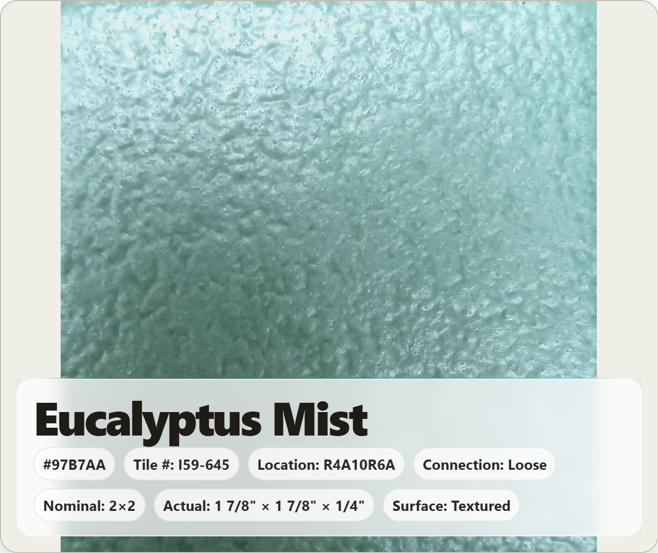 2×2 Tile Textured Eucalyptus Mist Green Loose Wall Ceramic C#I59-645 Sample