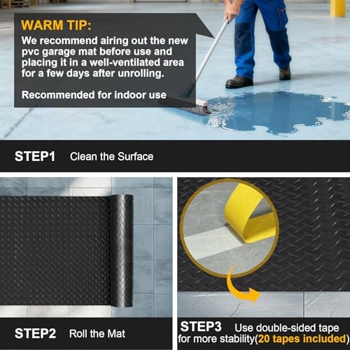 8×20 FT Garage Floor Mat, 2.8mm Thickened Flooring Roll for Under Car Diamond