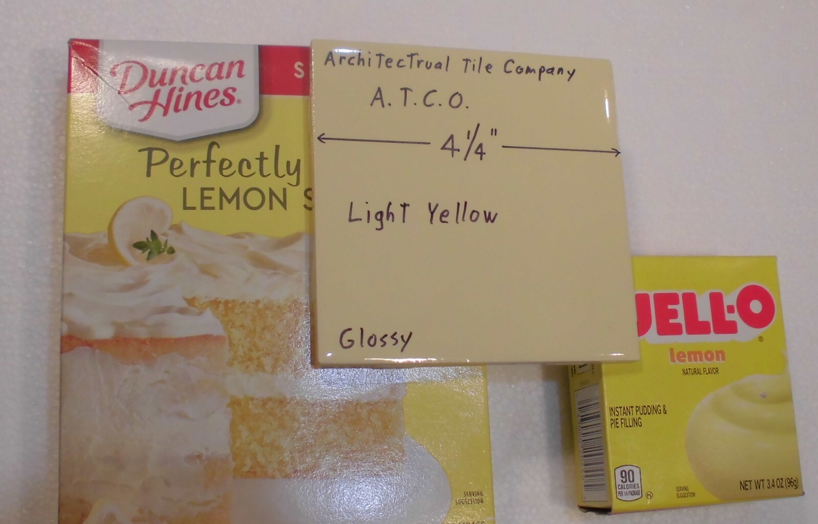 1 pc. Lighter Yellow: 4-1/4″ Glossy Ceramic Tile by A.T.C.O. Made in USA, New