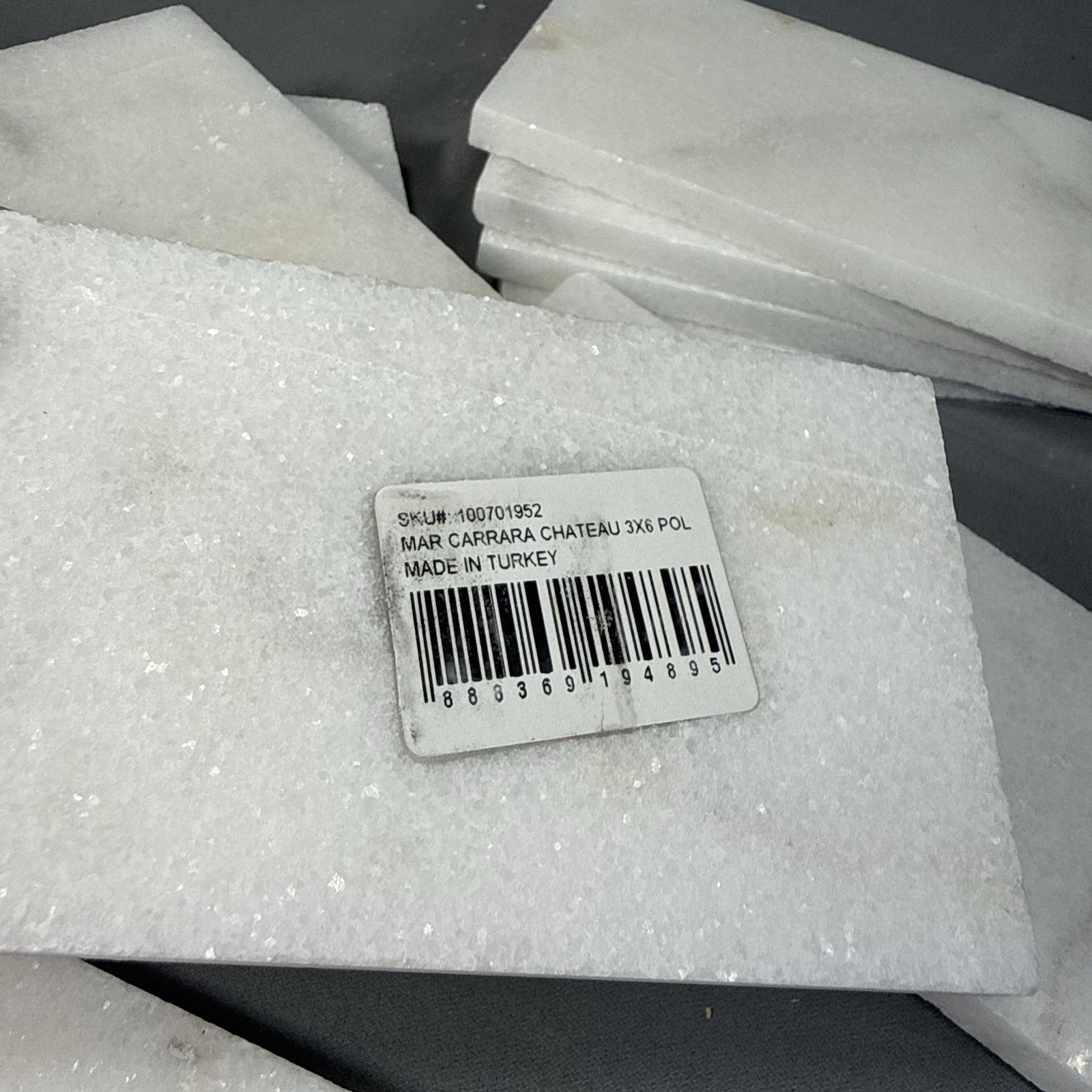 Lot of 10 Carrara White 6×3 Polished Marble Tile Wall Backsplash Bath Craft DIY