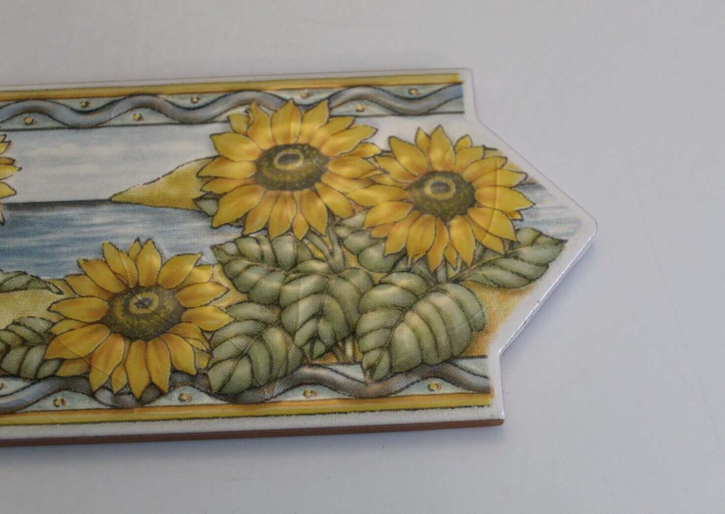 Sunflowers Decorative Border Wall Tile 9 x 3.25″ Glazed Ocean Edging