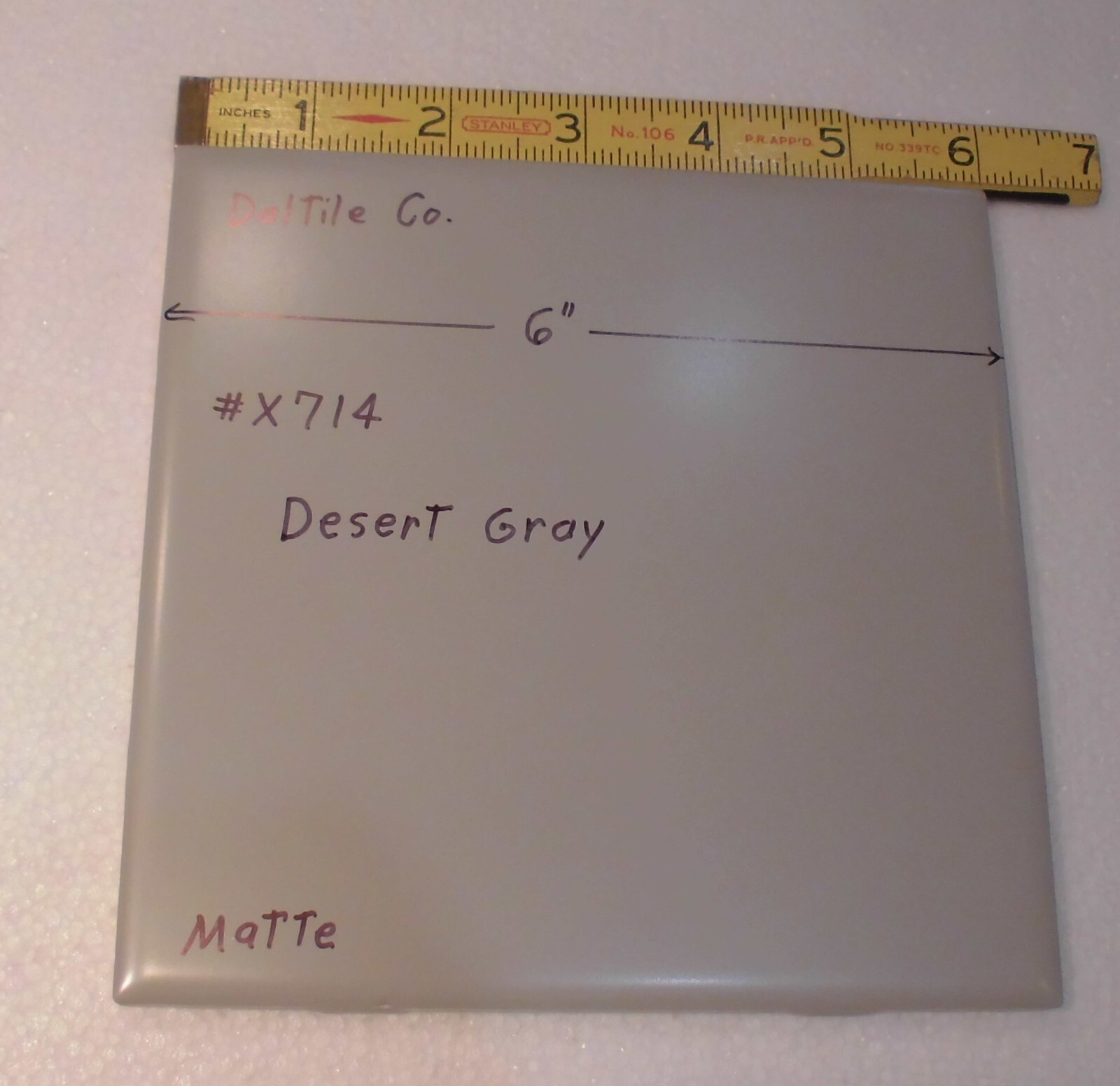 1 pc. Desert Gray: 6″ X 6″ Matte Ceramic Tile by Daltile Co. New Stock #X714