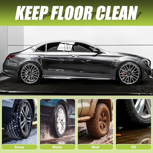 Garage Car Floor Mat, Containment Mat () for 7Ft 9In x 18Ft(Mid-Size) Black