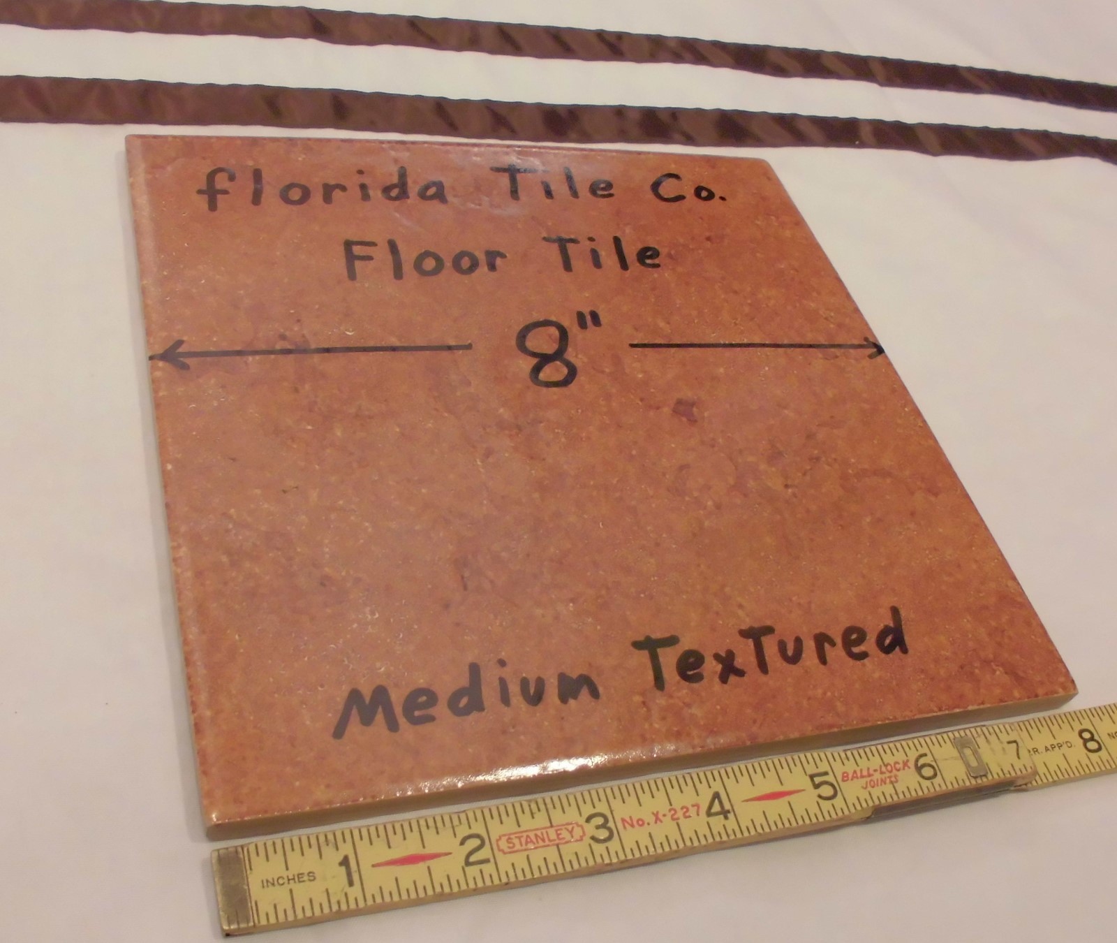 1 pc. Florida Ceramic Floor Tile 8″ X 8″ *Reddish Brown* medium textured NOS