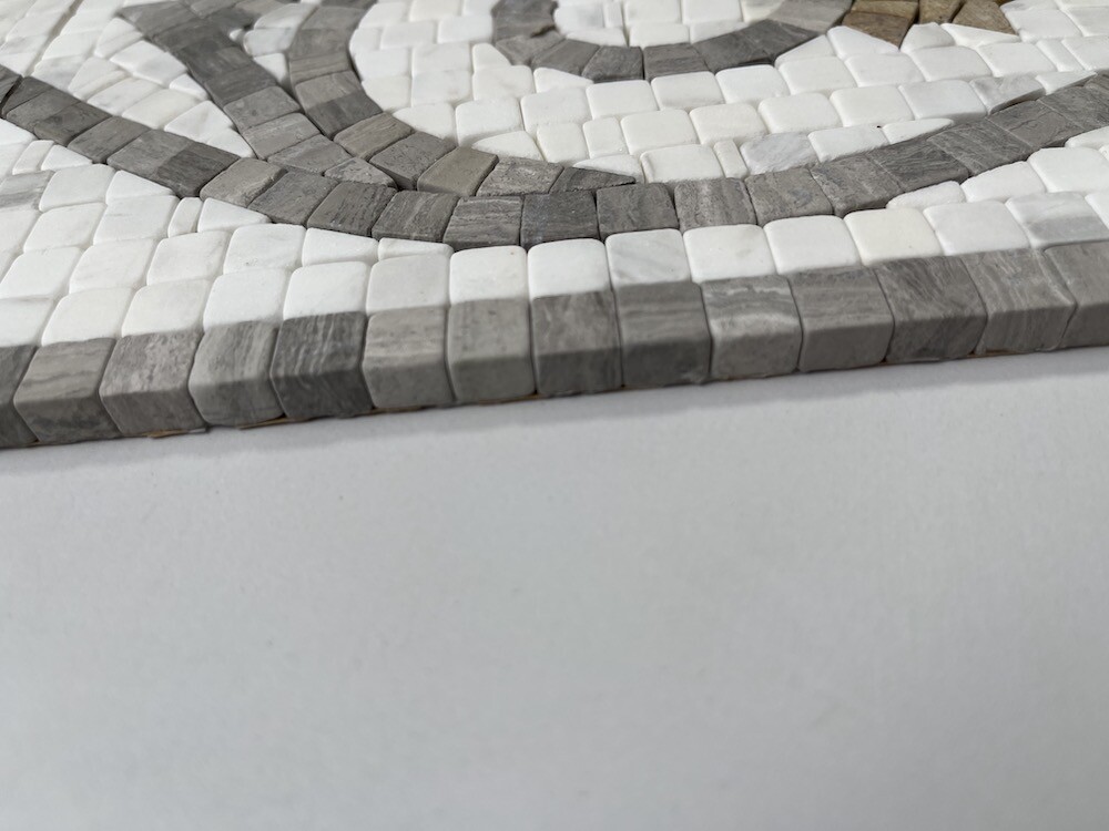 B0078T Marble Mosaic Border Listello Accent Tile Floral White Wooden 5.9×18.5