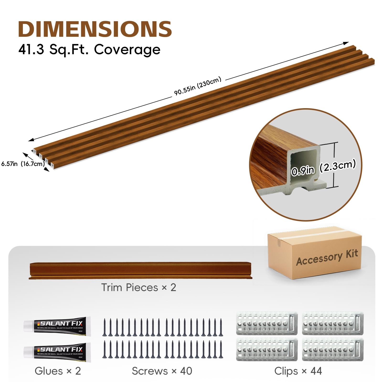 10Pack WPC Slat Wall Panels, 90.6 x 6.6 x 0.9Inches 3D Accent Wall Panels for…