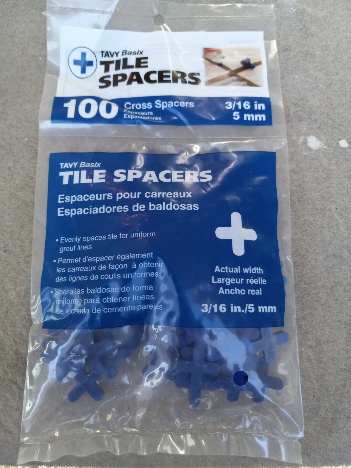 Tavy Basix Cross Tile Spacers 3/16in 5mm 200pc 2 Pack Brand New (2x 100pcs)