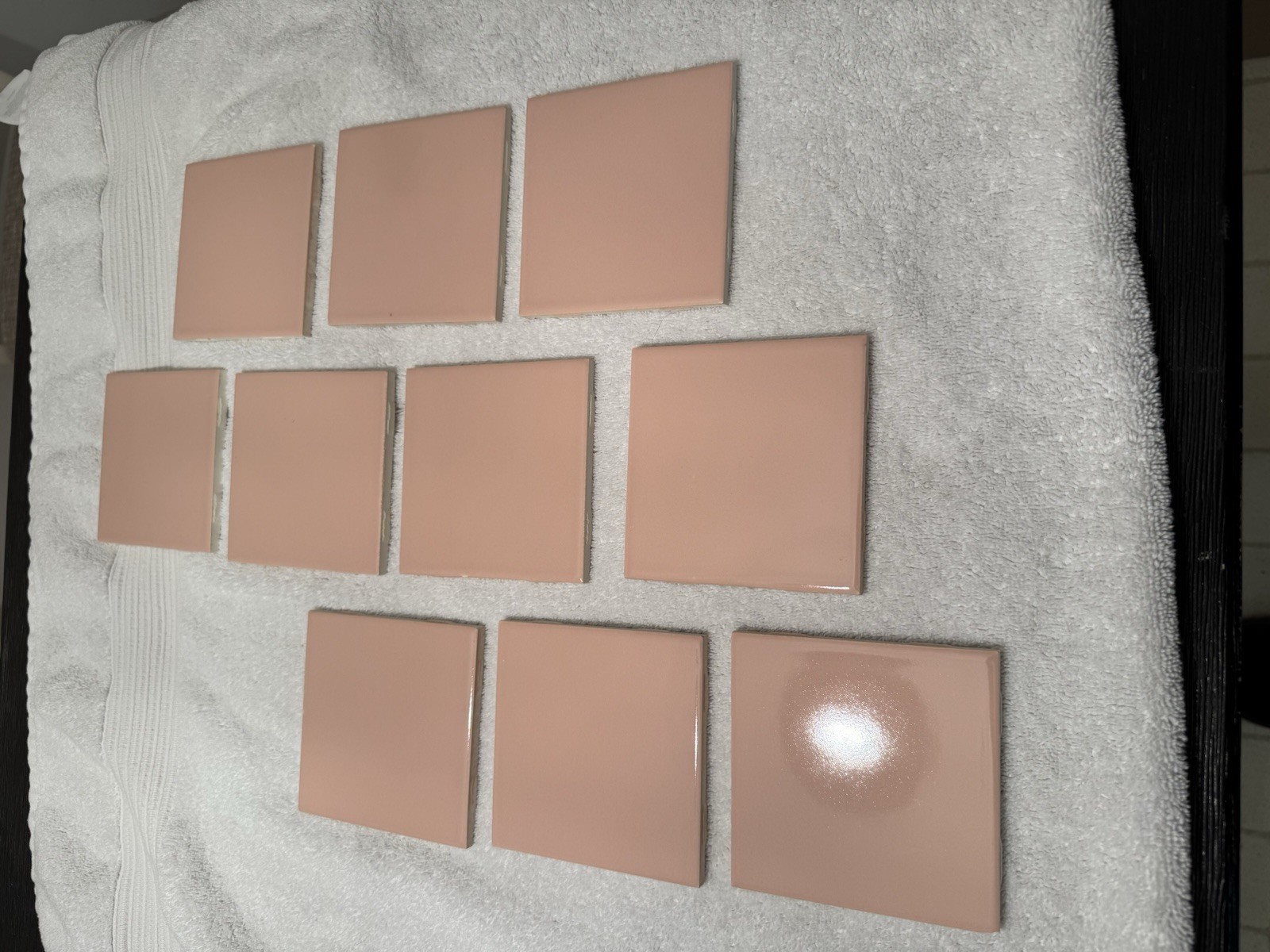 Lot 10 Tiles -vintage MCM Romany Tiles Glossy USA 4-1/4″ Pink tile New Old Stock
