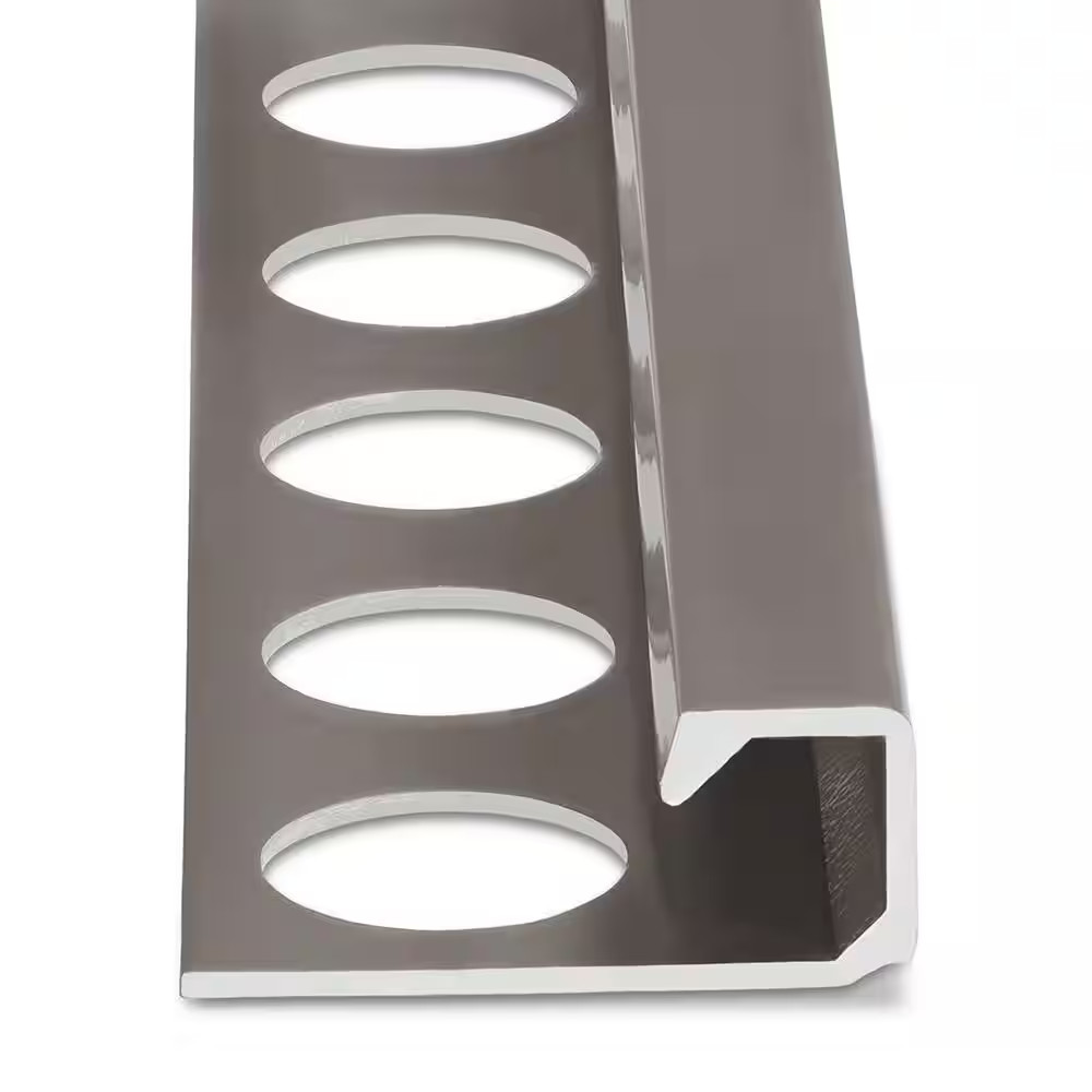 Satin Nickel 1/2 In. X 98-1/2 In. Aluminum Square Tile Edging Trim