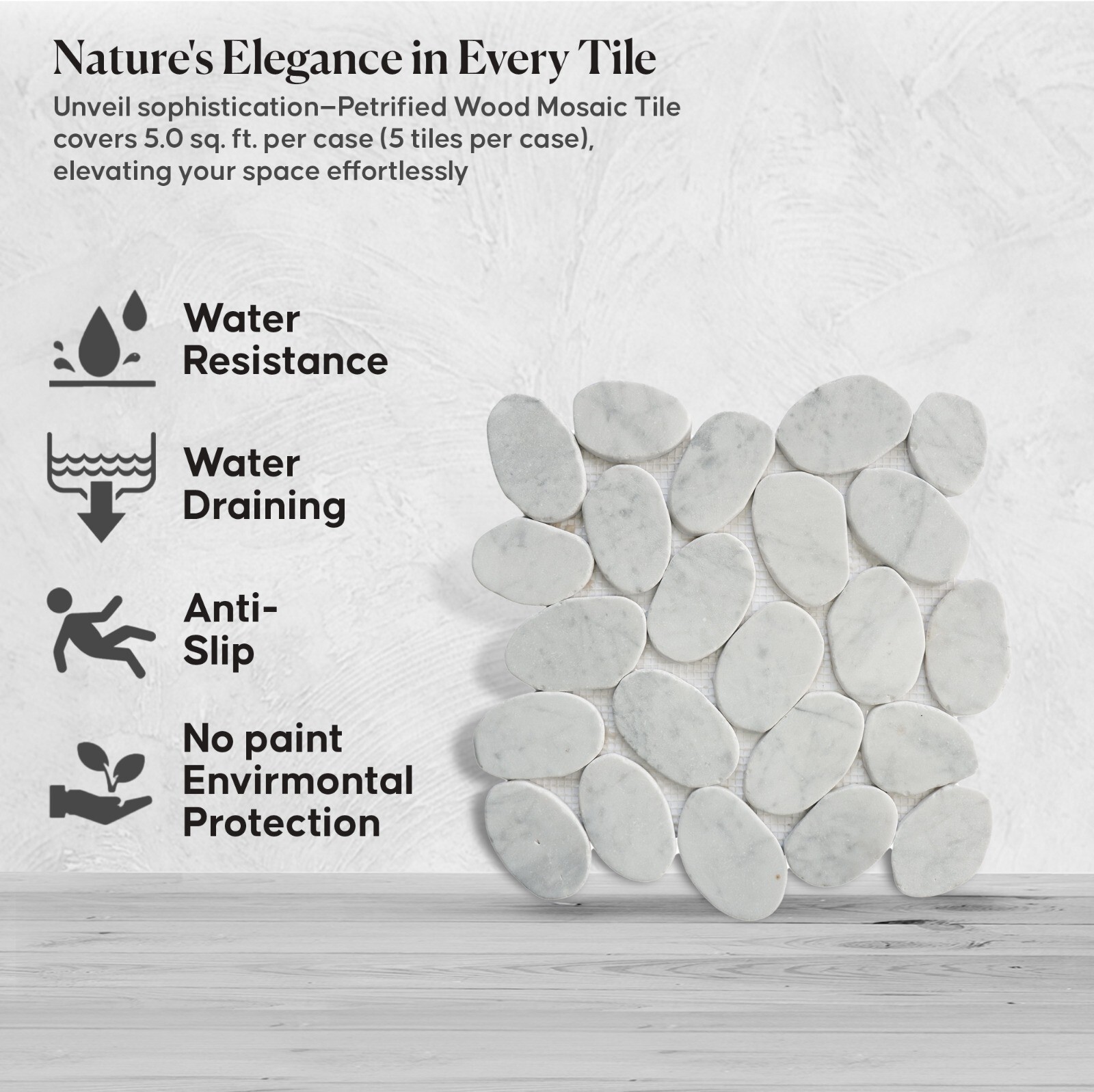 XL Slice Carrara Mosaic Wall & Floor Tile ($13.98/SqFt)