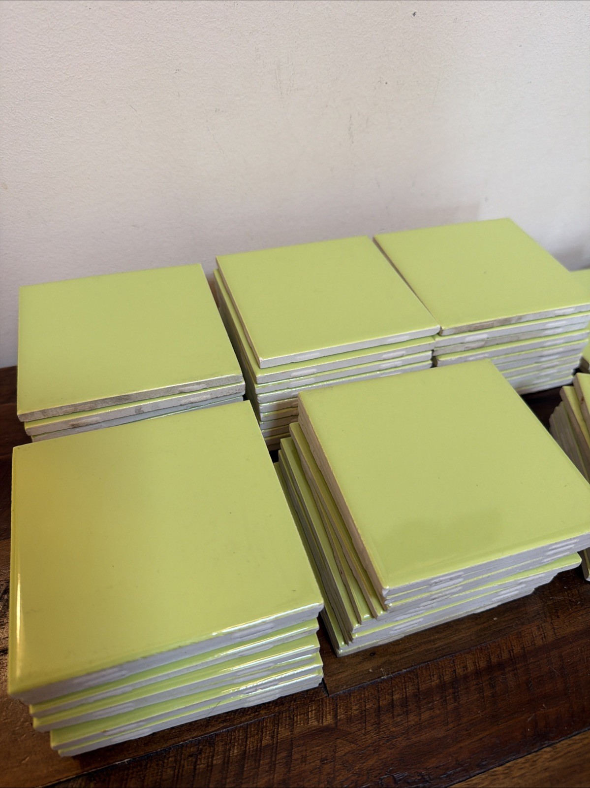 Lot Of 10 Vintage Green Tile Bathroom Replacement Craft Made In USA