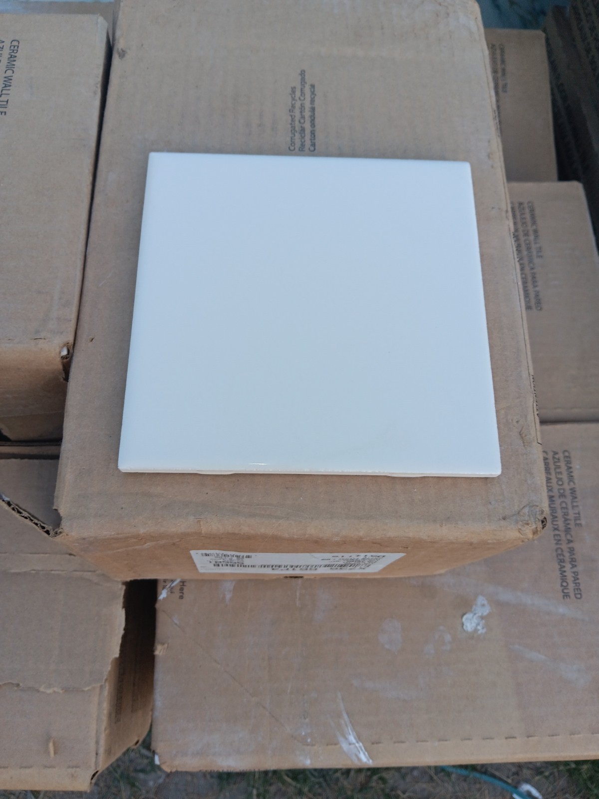 1 Box -24 Tiles (6 ft²) – Matte Almond 6 x 6 Ceramic Subway Tile..Vintage/Retro