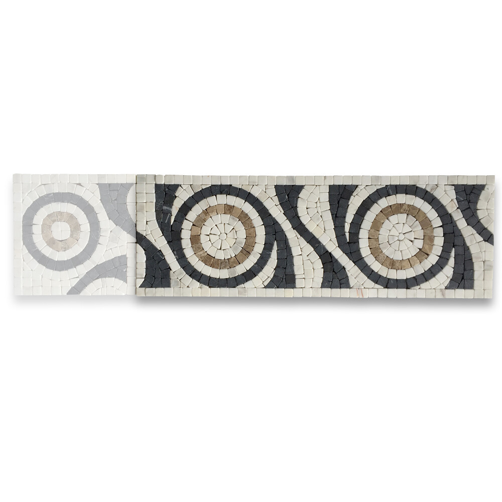 B0013T Marble Mosaic Border Listello Accent Tile Ripple White 5.1×15 Tumbled