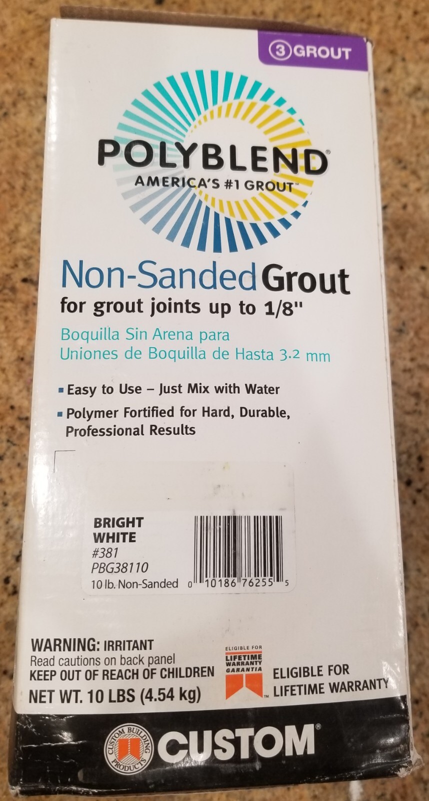 Polyblend Custom Building Products Non-Sanded Grout 10 lbs Bright White #381