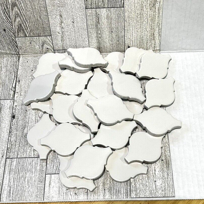 29 Arabesque White Tiles 2.75″ Long x 2″ Wide Ceramic