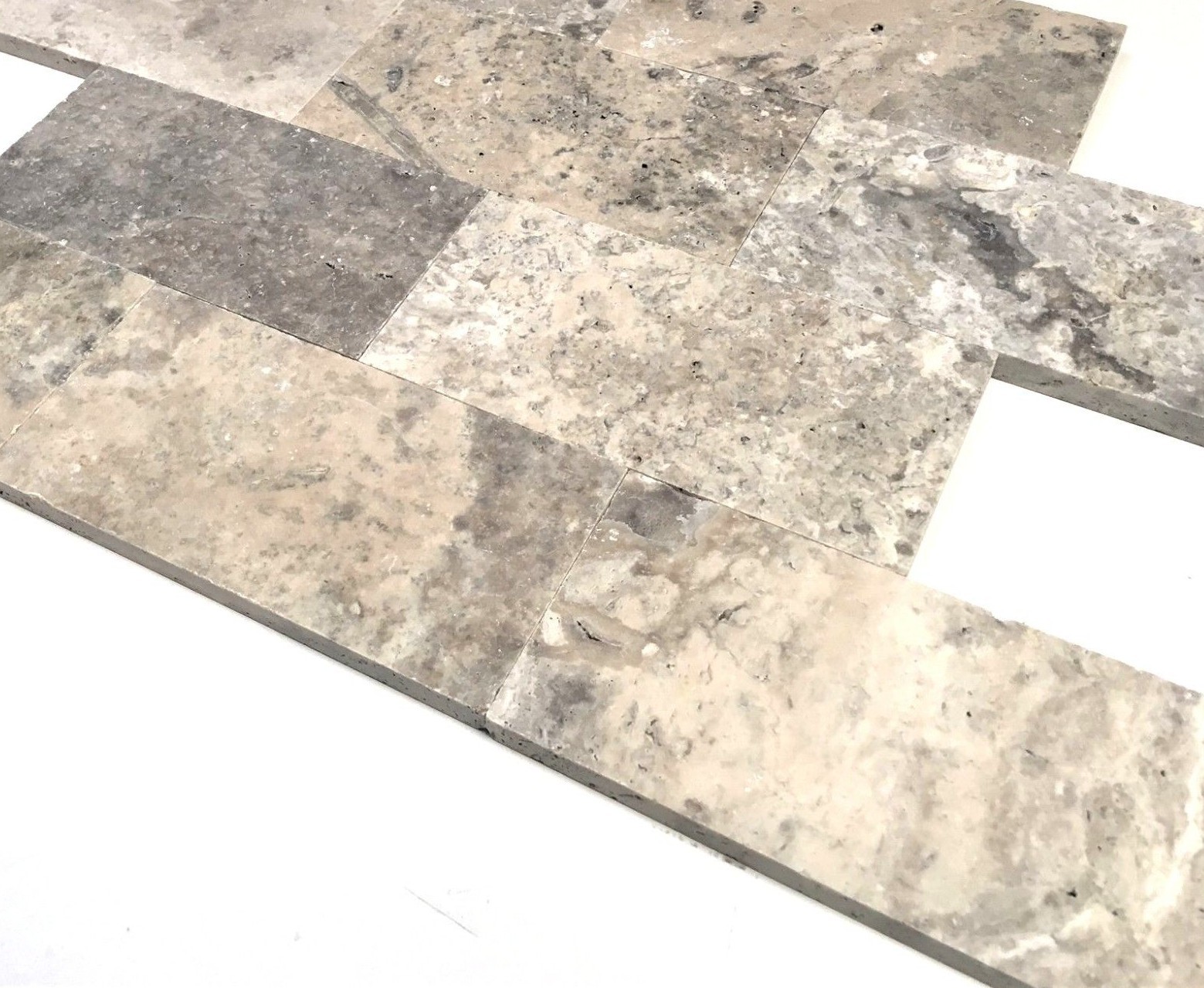 Silver 3×6 Brushed Unfilled Subway Travertine Floor Wall Tile (Sold by PIECE)
