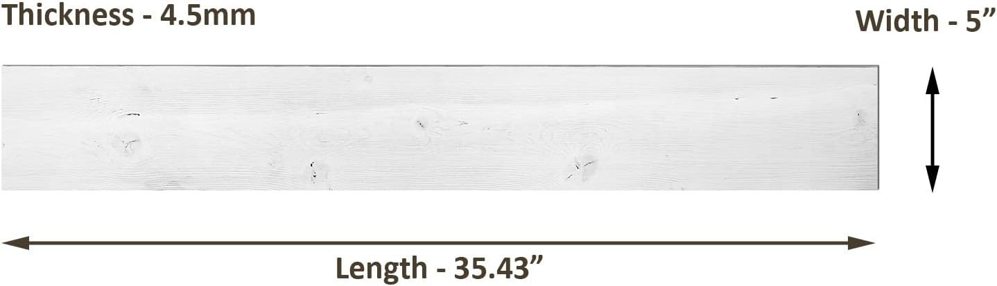 Real Wood Wall Planks White Shiplap Boards 5″ Peel & Stick 10 Pieces 12.5 Sq Ft