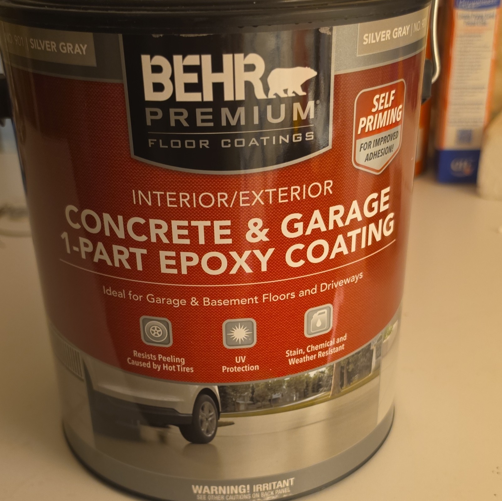 BEHR Epoxy Floor Coating 1 gal Silver Gray Self-Priming Low Gloss UV Resist