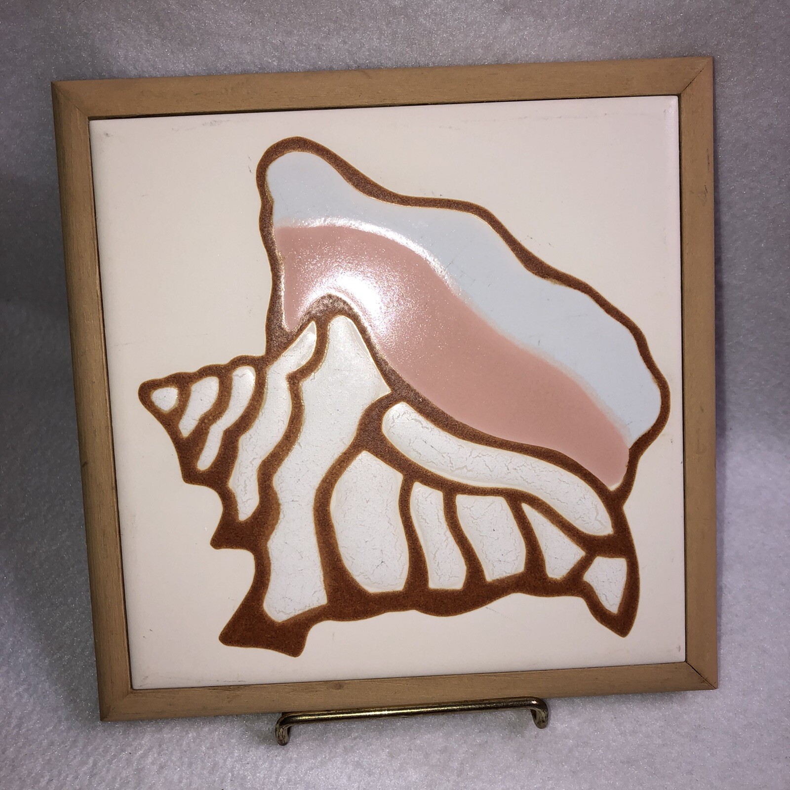 Beach Conch Shell Trivet Tile Art Originals Jane Tallman Miami Florida 7″ x 7″