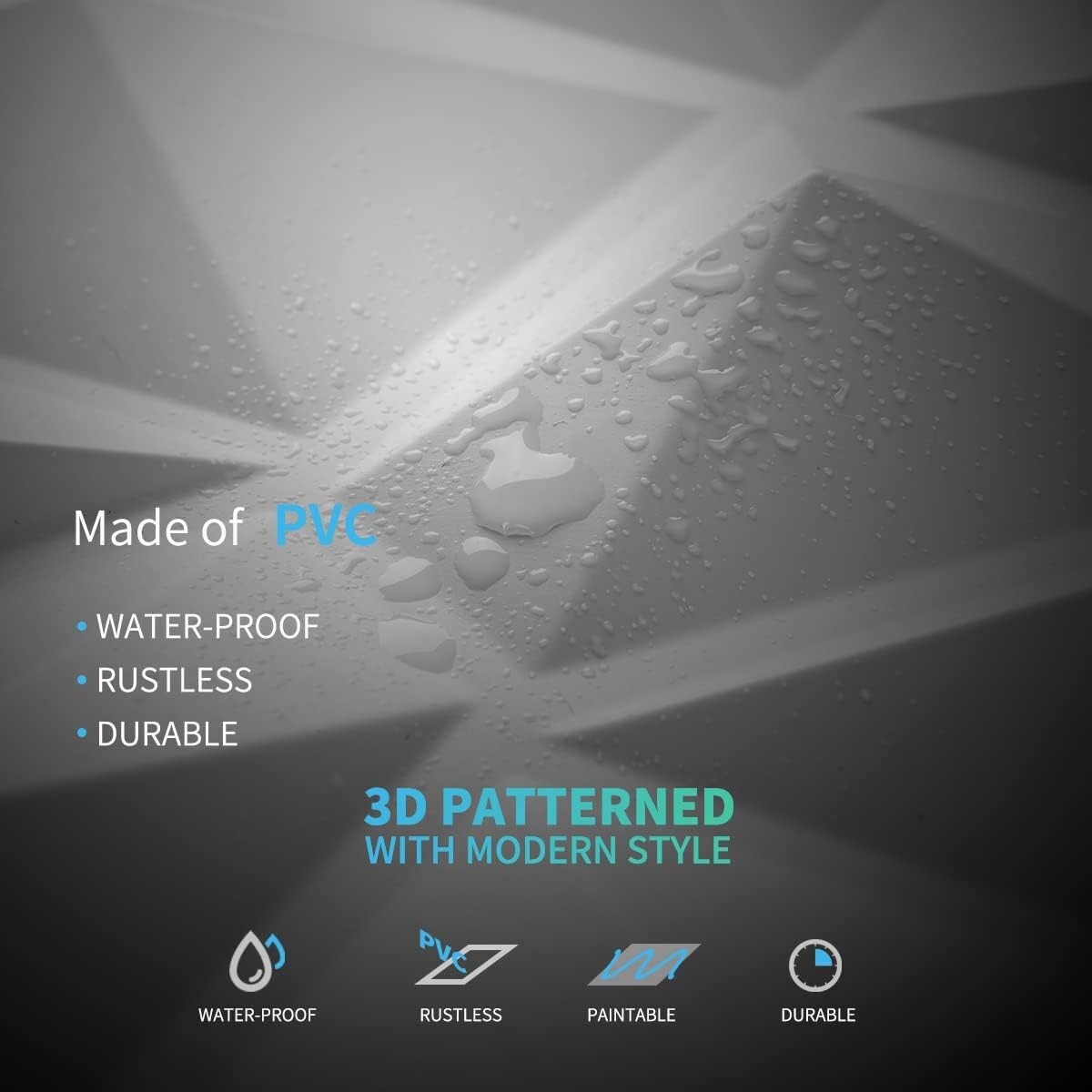 Art3d 33-Pack 11.8″x11.8″ PVC 3D Wall Panels in Diamond Design, 32 sq.ft/case