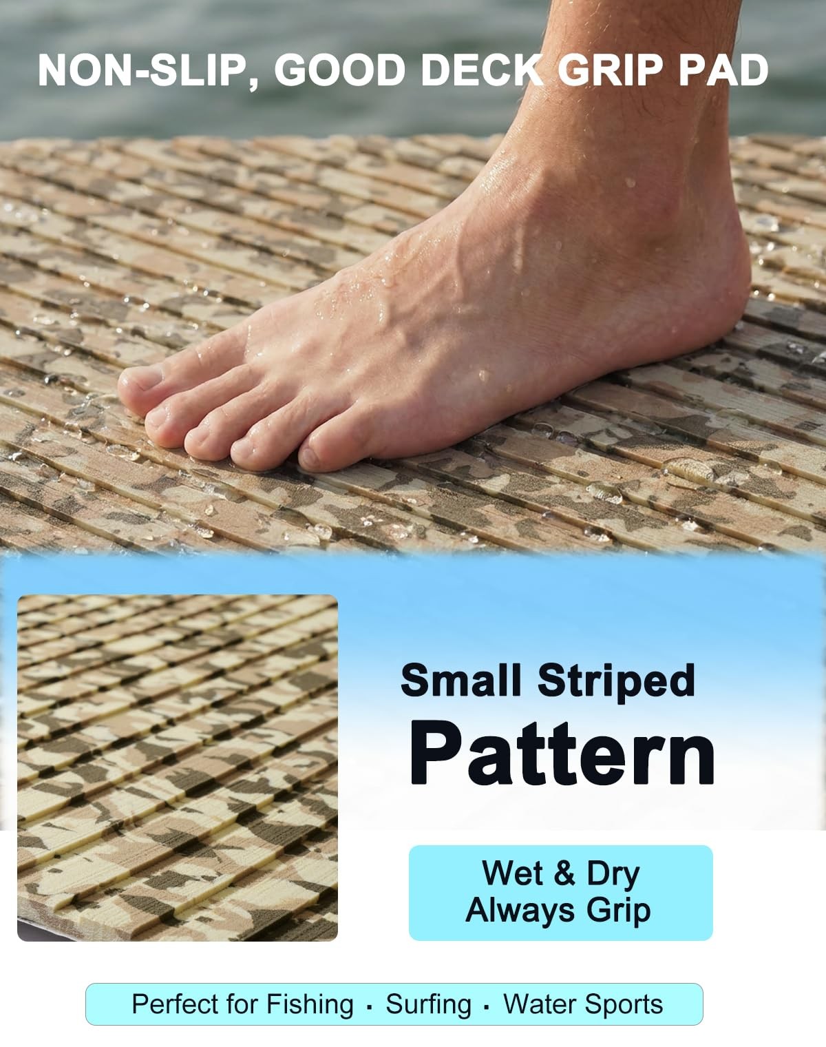 Hjdeck Boat Flooring 94.5″x23.6″ Non-Slip EVA Foam Marine Decking with 3M Adh…