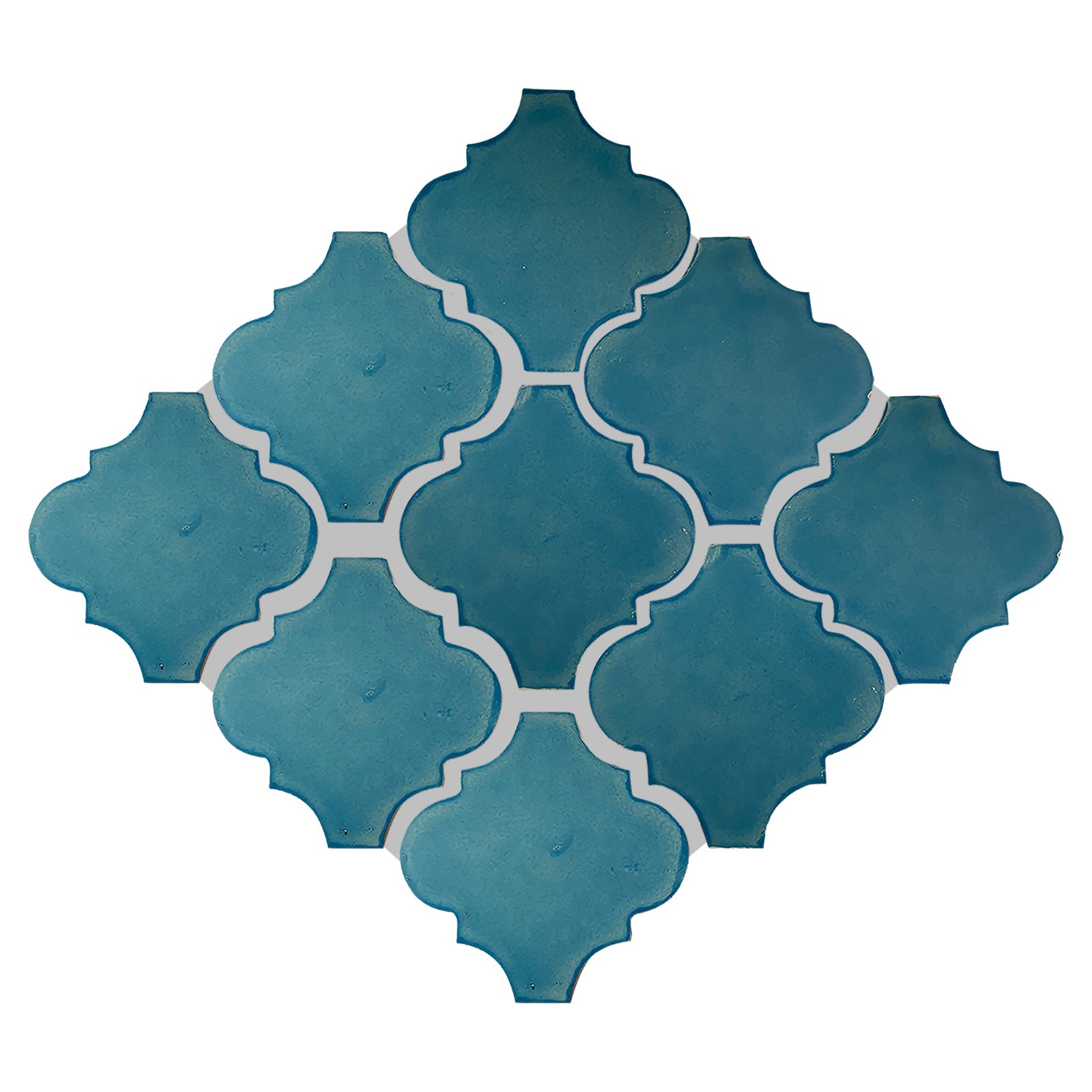 4×4 9 pcs Lantern Aqua Mexican Arabesque Clay Tile Handmade Talavera Backsplash