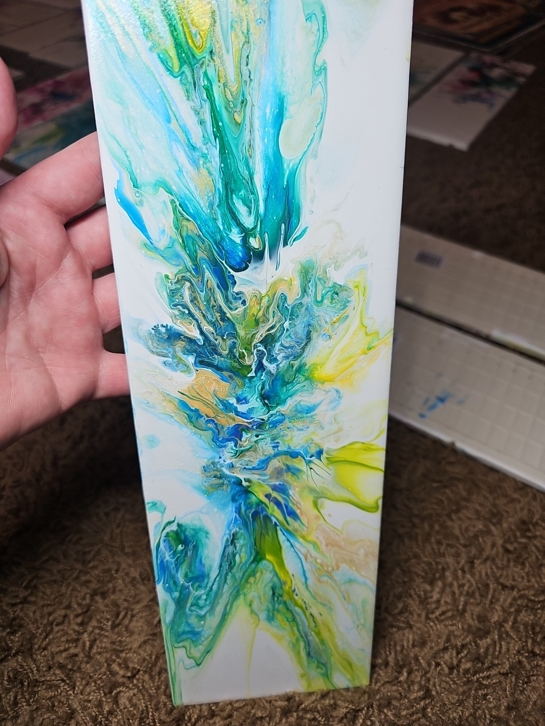 Set of Four Stunning Custom Art Painted 4-1/4 in. x 12-7/8 in. Ceramic Subway #5