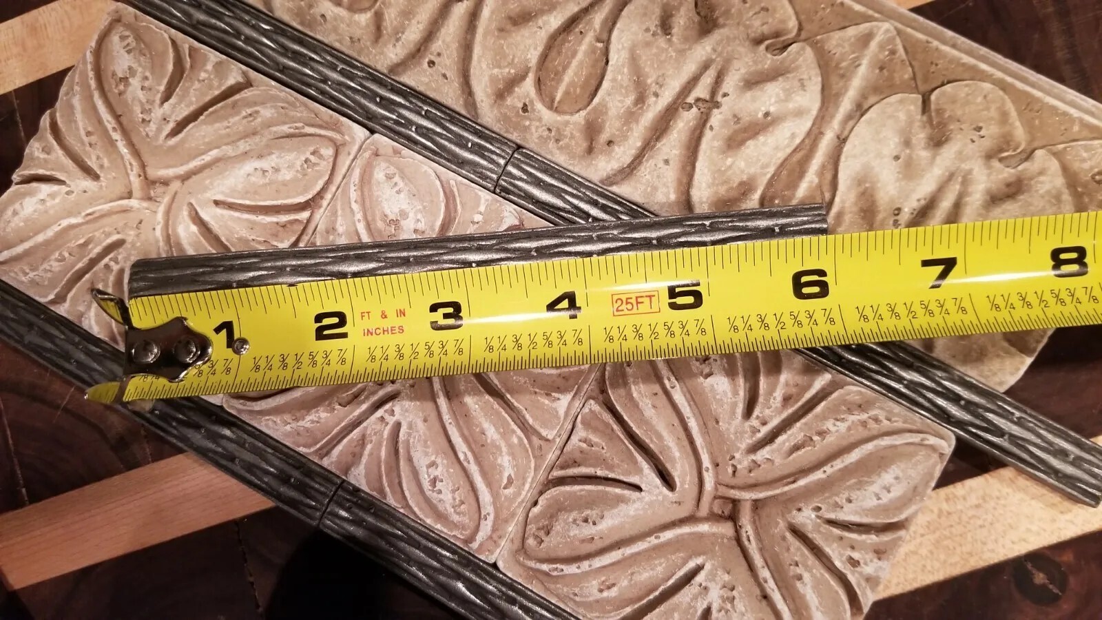 Basket Weave Pewter Tile Pencil Liner Metal Border. Brushed nickel satin finish.