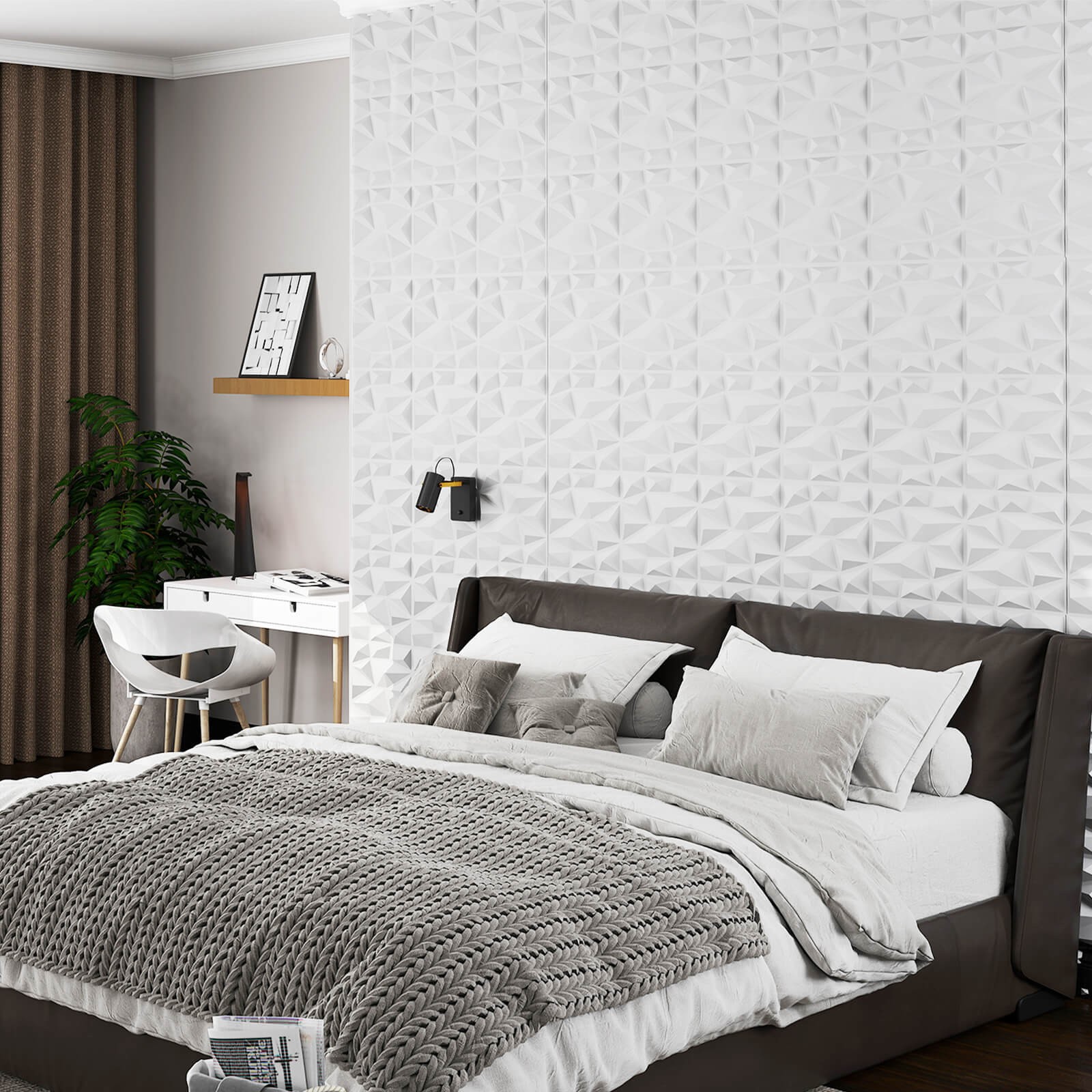 50 Pack 3D Wall Panels, PVC Diamond Textured Wall Tiles for DIY Painting