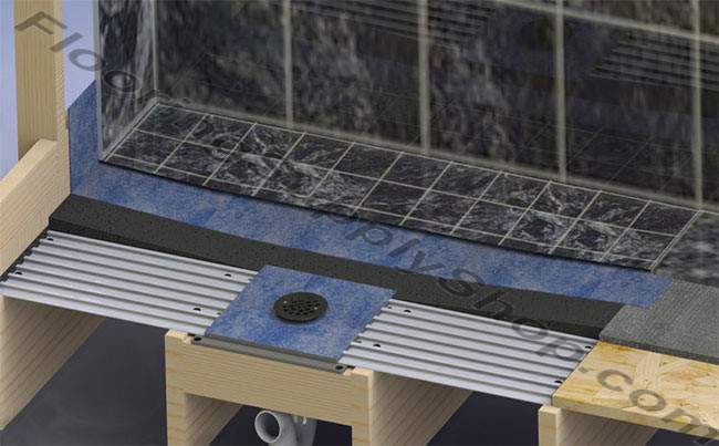 ClearPath Curbless Shower Pan System up to 36 x 72 ABS or PVC Drain