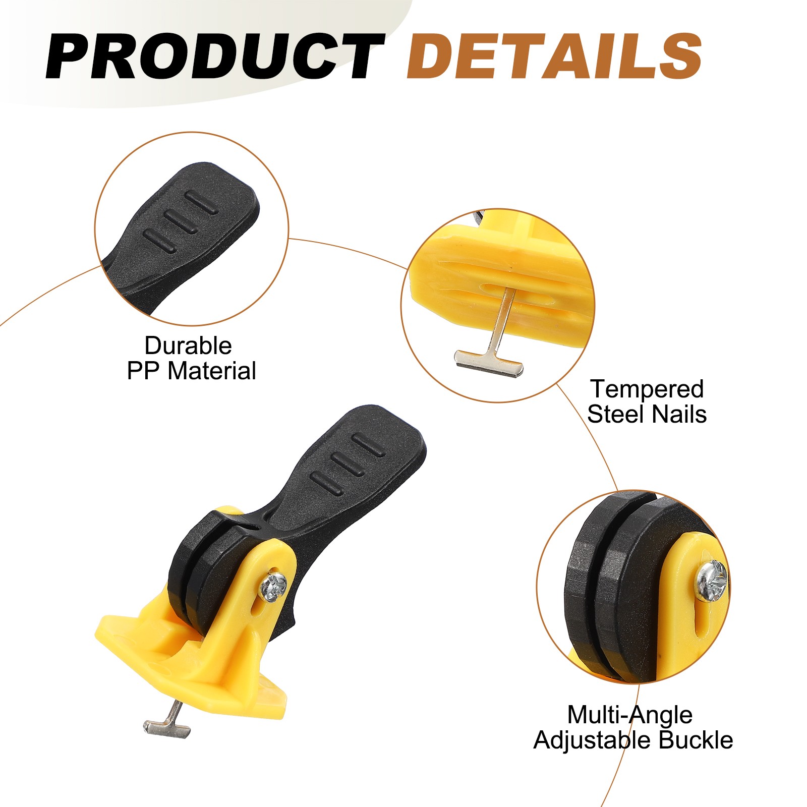Tile Leveling Kit Tile Leveling System Fit 0.9 mm for Wall & Floor Yellow 50 Pcs