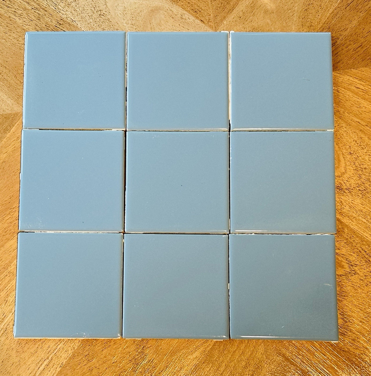 9 Square Vintage Blue Ceramic Tile 4.25 MCM Subway Square Shower Kitchen