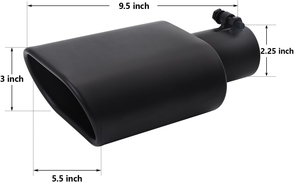 Square Exhaust Tip 2.25″ Inlet, Black Coating Rectangle 2.25inch Black Coated