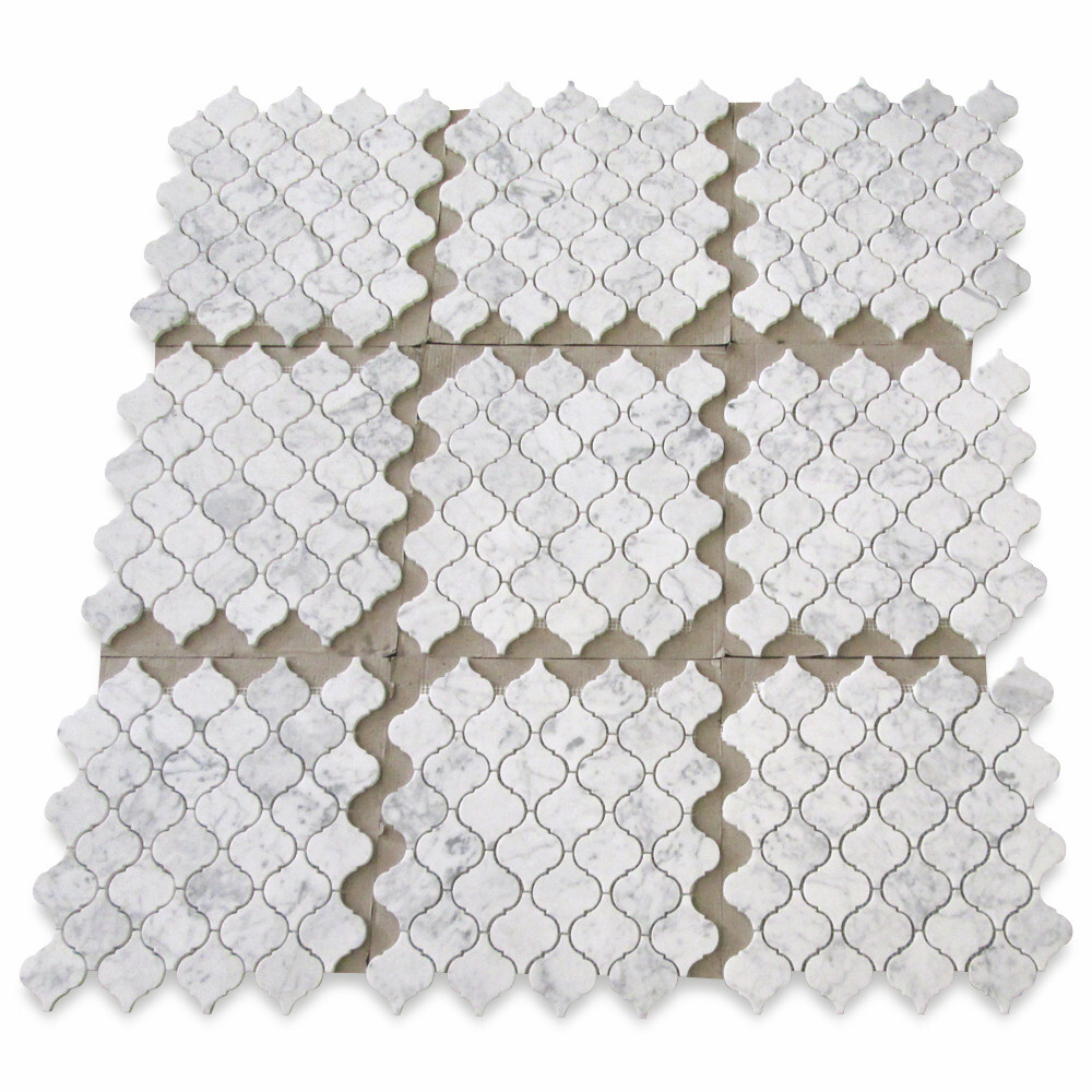 C892XH Carrara White Marble Arabesque Baroque Lantern Mosaic Tile Honed Medi