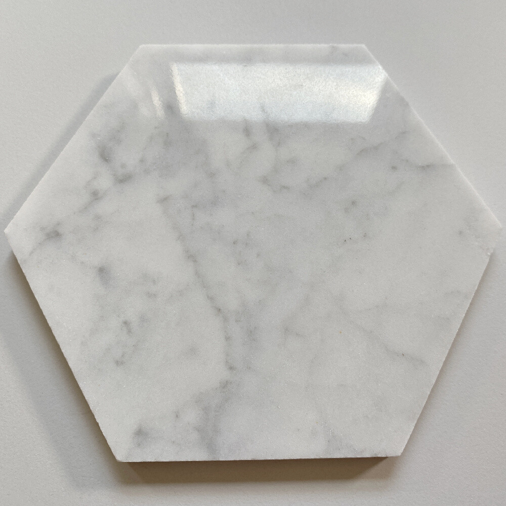 C36P 6″ Hexagon Carrara Italian Marble Venato Carrera White Tile Polished