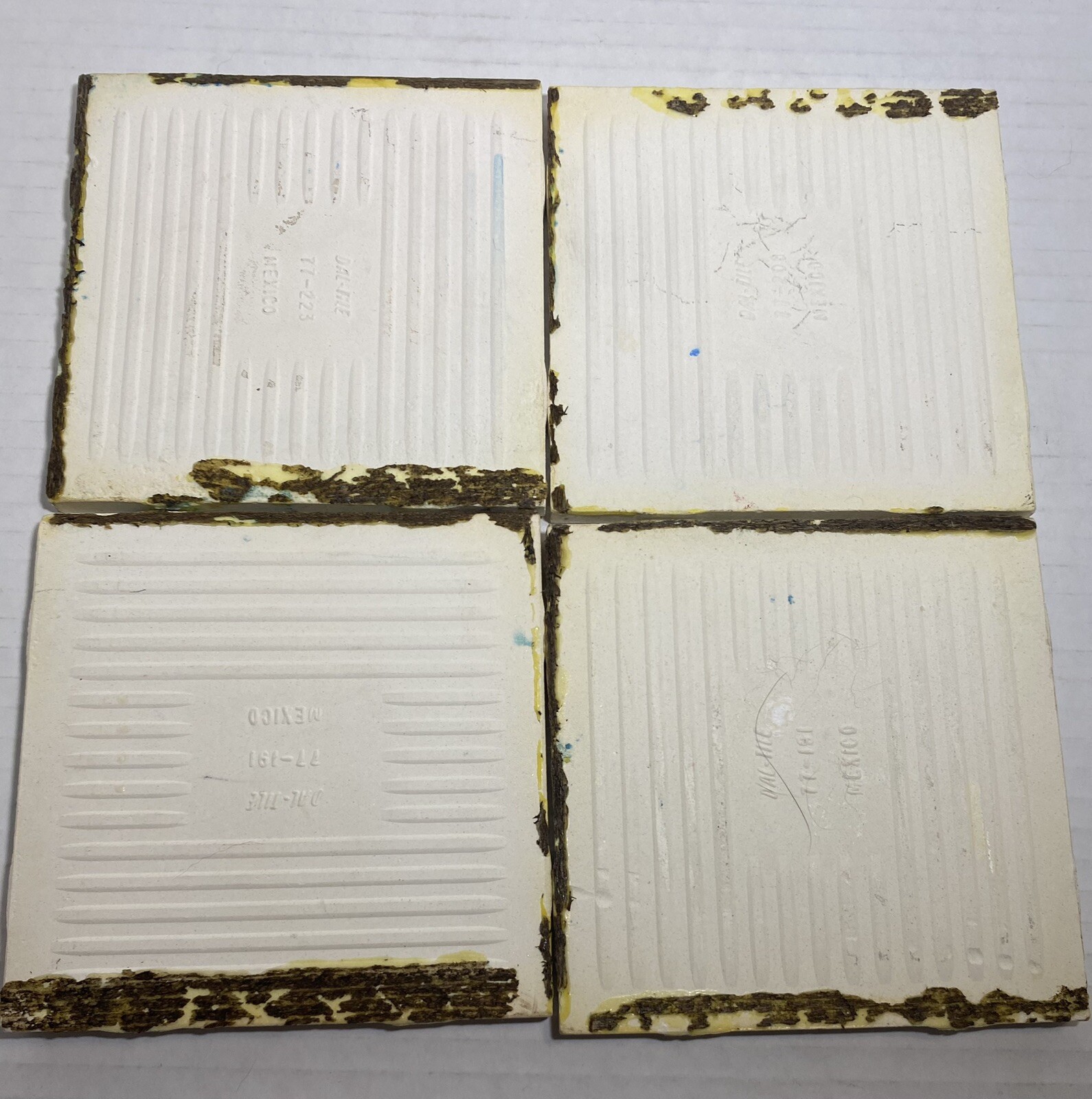 RARE 4 Ceramic Tiles 4.25 MCM Cream, Light Bronze Brown & Dark Brown