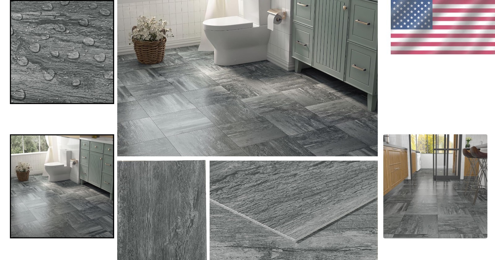 Renter-Friendly Dark Grey Wood Peel and Stick Floor Tiles – 4 Sheets Included