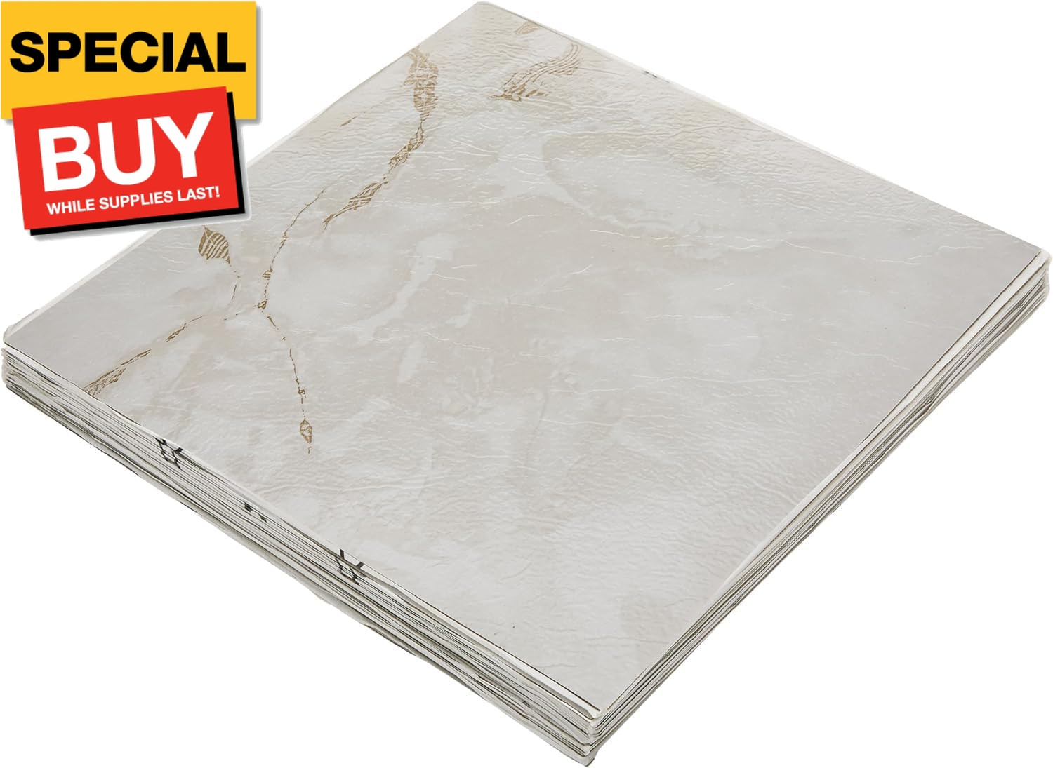 FTVMA40220 Nexus 12-Inch Vinyl Tile, Marble Classic White with Grey Veins, 20 Co