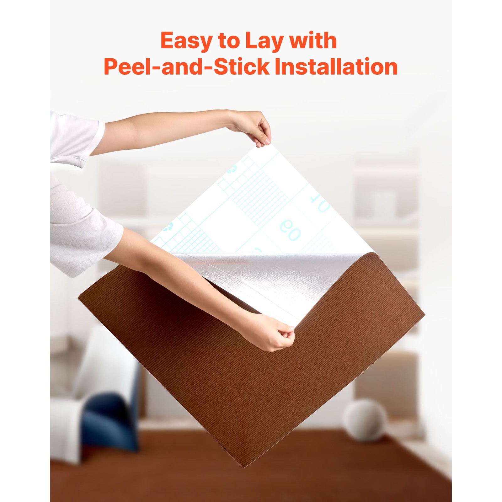 Easy DIY Peel Stick 24x24in Carpet Tiles, 20 Pack 80sq.ft