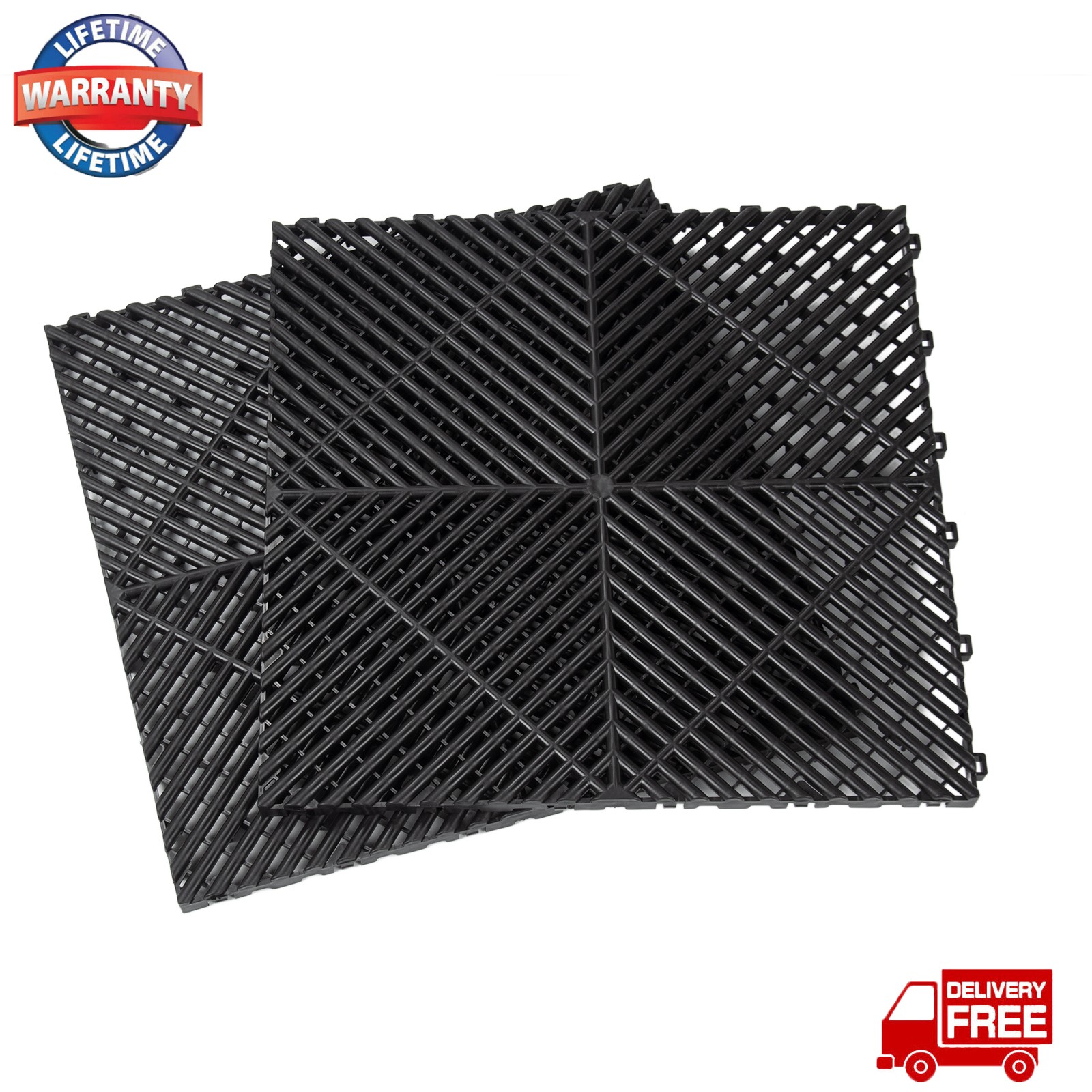 25x Interlocking Garage Floor Tiles Modular Mat 15.75×15.75″ Drainage Deck Tile